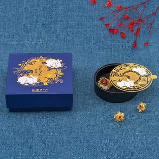 故宫文化 金桂浮月收纳盒 8X8×2.4cm 创意国风储物首饰盒