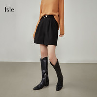 女士金属环呢料短裤 214284