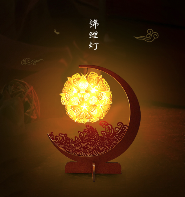 故宫文创故宫锦鲤纸雕灯锦鲤diy手工小夜灯