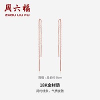 ZLF 周六福 18K玫瑰金女款耳钉养耳彩金耳线 现货