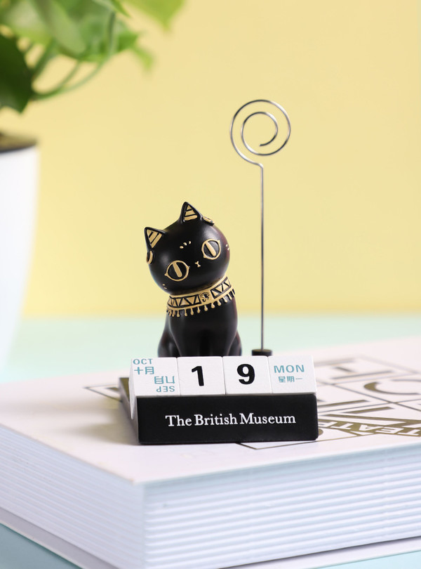 大英博物馆 可爱猫咪召唤你—盖亚·安德森猫多功能小摆件 5.7x8.1x10.2cm 礼物便签夹 创意手机支架