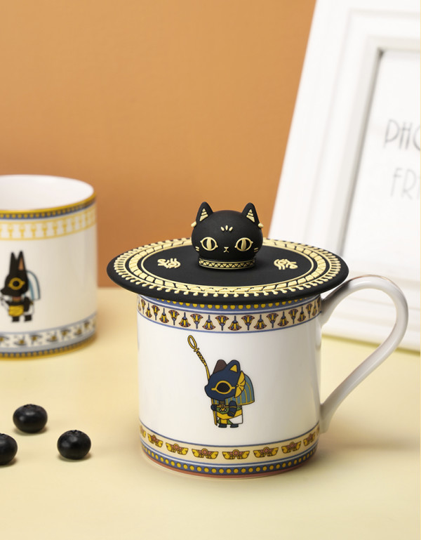 大英博物馆盖亚安德森猫软胶杯盖11x11x3cm硅胶手感舒适卡通创意礼物