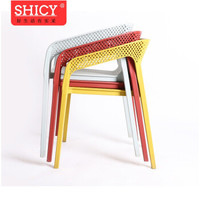 SHICY 实采 塑料椅子简约家用靠背椅子加厚现代简约休闲家用北欧餐椅 黄色