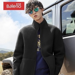 Baleno 班尼路 秋冬款时尚潮流摇粒绒夹克男简约立领休闲开衫青少年舒适保暖防寒防风上衣外套 00A S