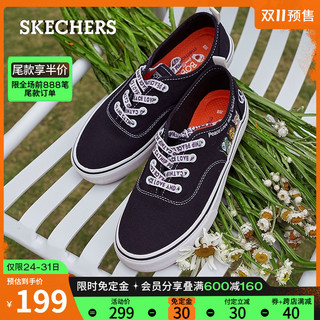 SKECHERS 斯凯奇 Skechers斯凯奇新款俏皮萌趣图案印花绑带板鞋女士帆布鞋33280