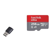 SanDisk 闪迪 QUNC Micro-SD存储卡 256GB (UHS-I、U1、A1)+USB 2.0 读卡器