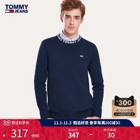 TOMMY HILFIGER Tommy 男装秋季新品潮流LOGO圆领套头毛衣针织衫DM0DM07000