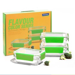 Glasslock 三光云彩 GL2377 保鲜盒  3套装 绿色系（700ML*3）