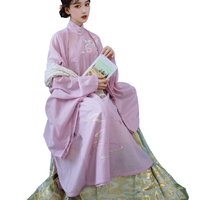 逍遥斋 明制汉服 桃雾 女士立领斜襟衫 桃粉色 L