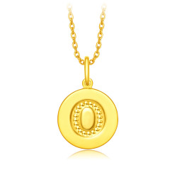 chowtaifook周大福ing系列圆牌字母足金黄金吊坠