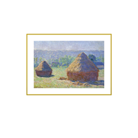 买买艺术 克劳德·莫奈《草垛·深夏》40x30cm 美术纸 金色铝合金框