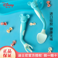 Disney 迪士尼 宝宝学习训练叉辅食勺婴儿餐具柔软硅胶训练勺