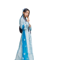 SANSHANJIU 三山氿 汉服 霜降 女士对襟长褙子 蓝色 M