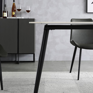 龙猫先森 YQ-LM 岩板餐桌椅套装 哑光白色 一桌四椅 1.4m