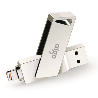 aigo 爱国者 U368 USB 3.0 U盘 银色 64GB Lightning/USB-A双口