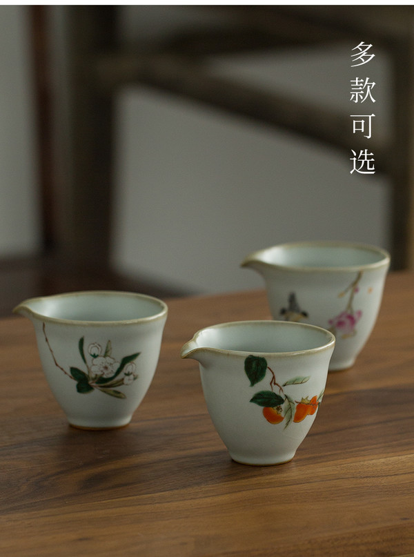 PLUS会员：SUYI 素以 仿古汝窑公道杯-玉兰喜鹊 160ML