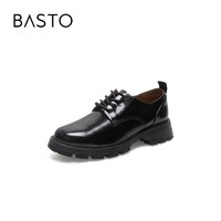 BASTO 百思图 2021春季新款商场同款简约英伦风单鞋休闲女皮鞋WHM01AM1
