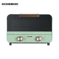 QCOOKER 圈厨 CR-KX1201T复古烤箱家用烘焙双层烤位多功能全自动蛋糕小型迷你电烤箱小米12L复古绿色小米生态链