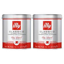 illy 意利 意大利进口 意利（illy）阿拉比卡豆中度烘焙咖啡粉125g*2罐双罐装