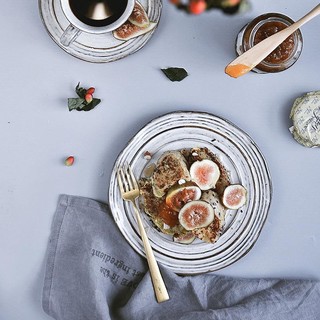 驼背雨奶奶日式复古餐具花瓣陶瓷碗米饭碗甜品碗汤碗家用套装碗