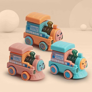 趣味小火车玩具按压前进带灯光音乐惯性小车子宝宝玩具男女孩