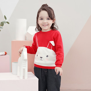 YeeHoO 英氏 10792263 儿童套头毛衣 新年红兔子 120cm