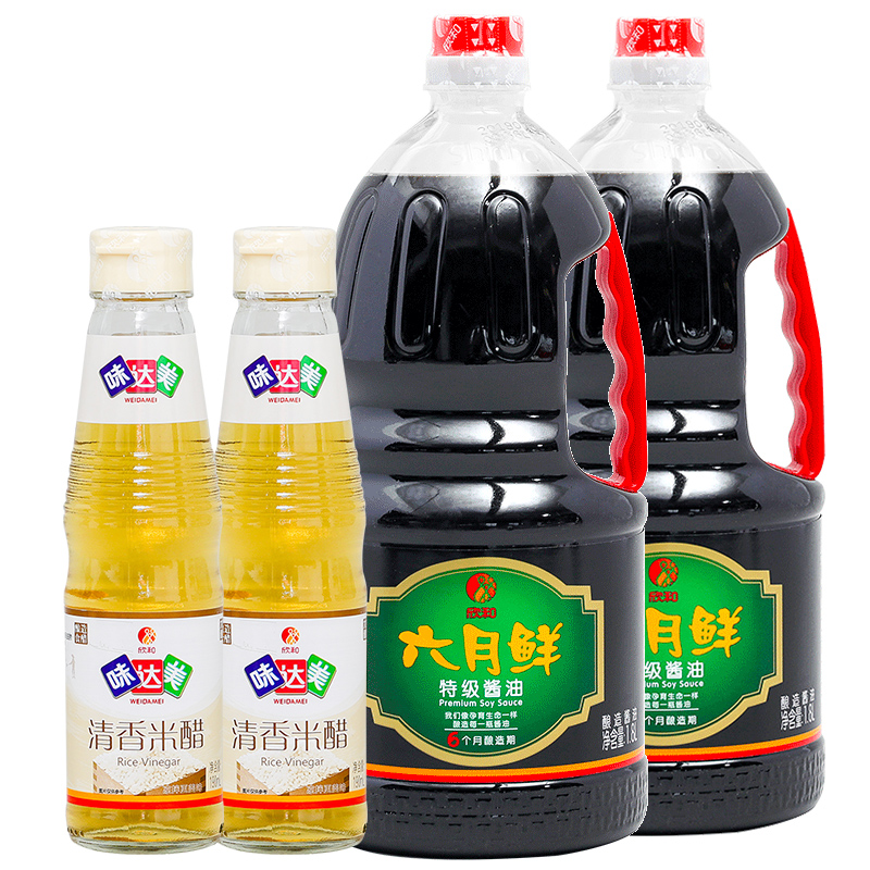 Shinho 欣和 酱油米醋组合装 3.98L（六月鲜 特级酱油1.8L*2瓶+味达美 清香米醋190ml*2瓶）