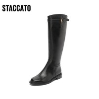 STACCATO 思加图 2021冬季新款简约帅气骑士靴长靴高筒靴女皮靴子EAJ09DC1