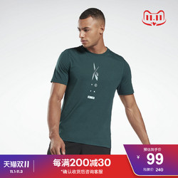 Reebok 锐步 官方男子GJ6363经典基础LOGO修身圆领T恤