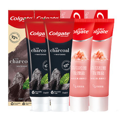 Colgate 高露洁 牙膏喜马拉雅盐+竹炭薄荷115g*2+100g*2去渍美白清新口气