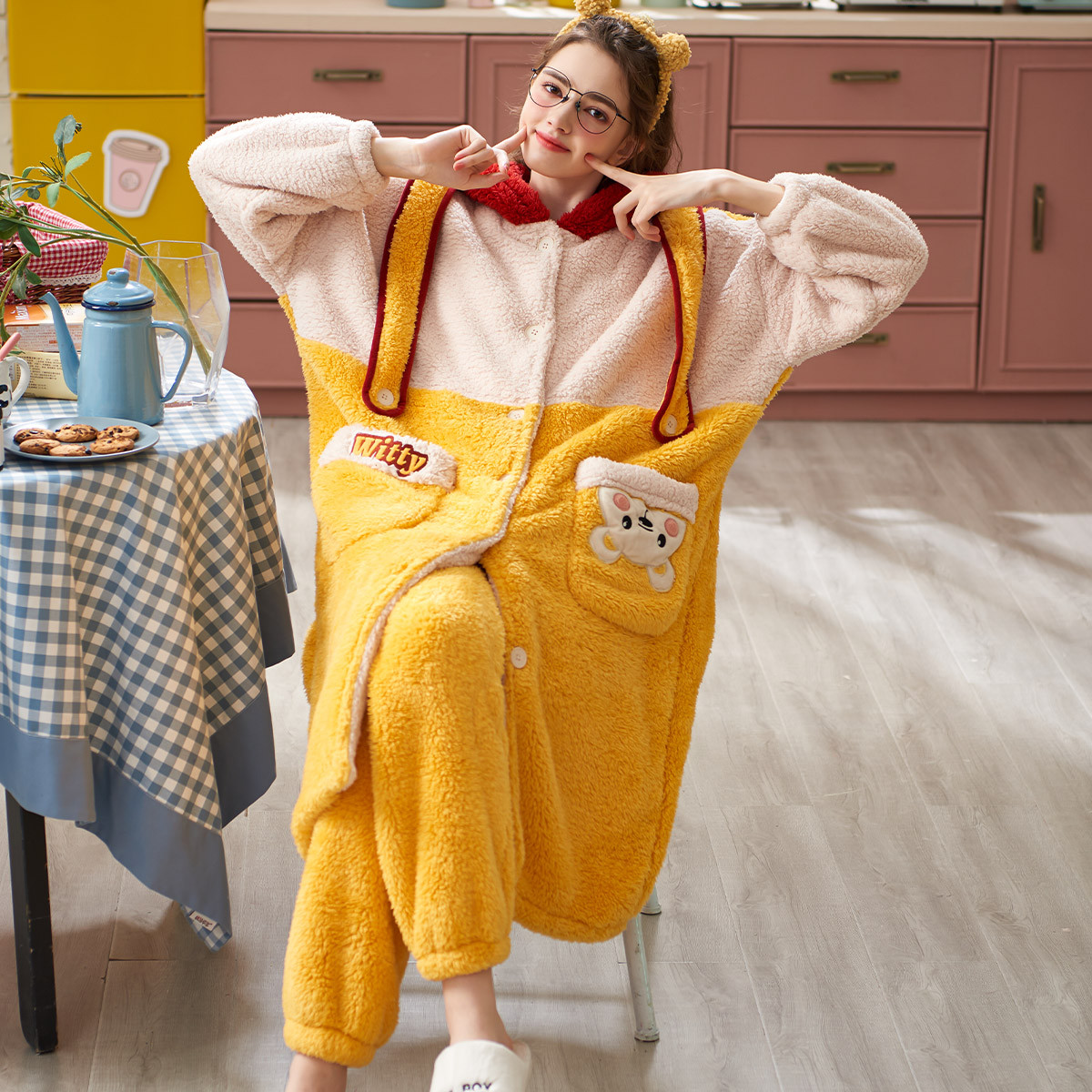 shirley 雪俐 8417 女士长款珊瑚绒家居服