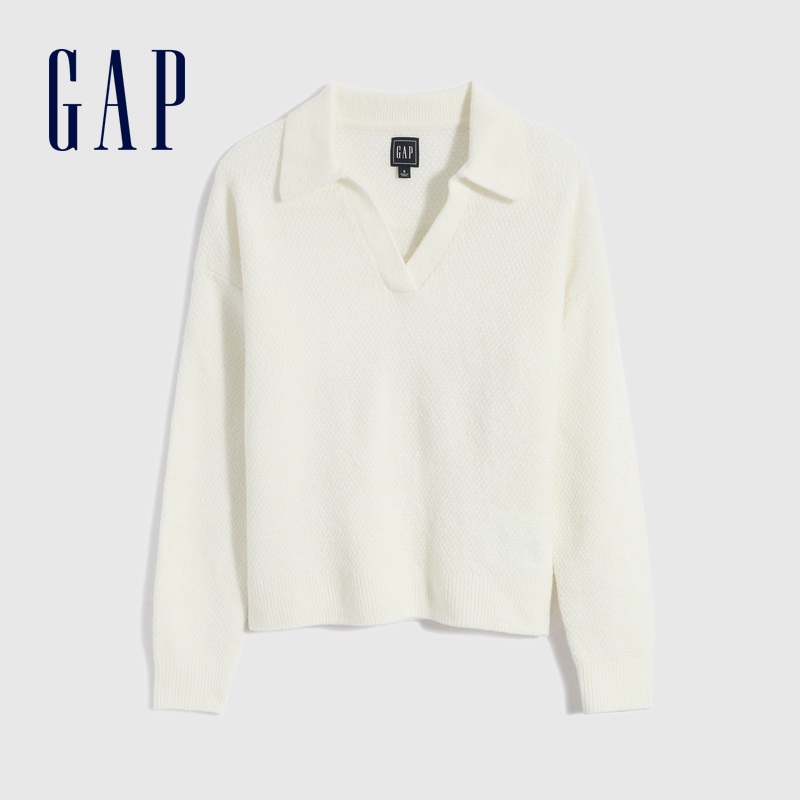 Gap 盖璞 女士V领翻领毛衣 703566