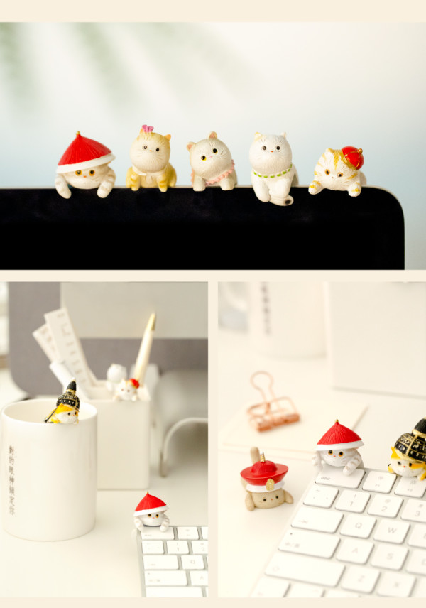 博物文创故宫猫摆件小花翎