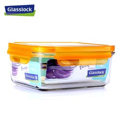 Glasslock 三光云彩 进口耐热钢化玻璃饭盒 长方橙色400ml