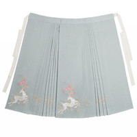 梨子和醋 明制汉服 鹿仙 女士一片式穿孔马面裙 C9710 锈绿 S