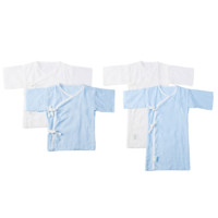 Purcotton 全棉时代 婴儿纯棉纱布和袍 长款 2件装 蓝色+白色 59cm+短款 2件装 蓝色+白色 59cm