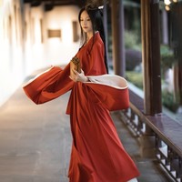 NAN YA JI 南雅集 醉清风 神明少女 魏晋风交领直裾袍 红色