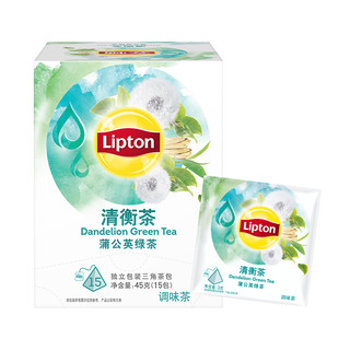 Lipton 立顿 花草茶 养生茶 清衡茶 蒲公英茶 蒲公英绿茶 三角茶包袋泡茶叶调味茶3g*15包