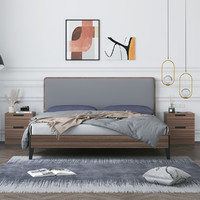 慕梵迪 双人床出租房用小户型单人床1.2米储物床北欧风格主卧经济型木床