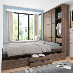 慕梵迪 储物床榻榻米衣柜床一体组合现代简约卧室收纳床小户型带衣柜的床