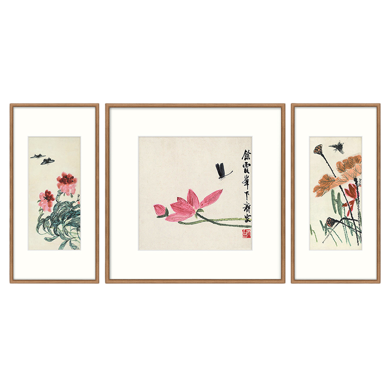 邹一桂仙鹤蟠桃图办公室墙画客厅挂画竖版餐厅玄关走廊过道装饰画（画框
