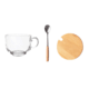 傻宝乐园 480ml早餐杯燕麦杯牛奶杯耐热玻璃杯大肚奶茶杯 早餐杯+竹木盖子+竹木柄勺子 (1套装)