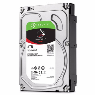 SEAGATE 希捷 酷狼IronWolf系列 3.5英寸NAS硬盘 3TB 64MB(5900rpm、PMR)ST3000VN007