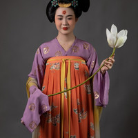 桑纈 唐风汉服 女士交领上衫 紫色 1