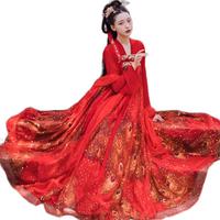 听鹤居 改良 汉服 星河鹭起 渡 女士齐胸衫裙 深红色 M