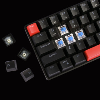 acer 宏碁 OKR140 68键 2.4G蓝牙 双模无线机械键盘 黑色 国产红轴 无光