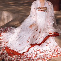 听鹤居 改良 汉服 女士大袖衫 白色 M