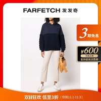 BARRIE Barrie女士对比拼接流苏连帽衫FARFETCH发发奇