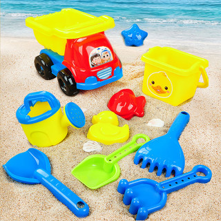 建雄 儿童沙滩玩具车套装宝宝沙漏宝挖沙铲子桶玩沙子工具水壶男女小孩 小熊桶5件套1-3岁