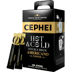 CEPHEI 奢斐 马来西亚进口 奢斐(CEPHEI) 美式冻干黑咖啡金标100条（100条*2g） 奢啡高端冷热双泡速溶无添加蔗糖